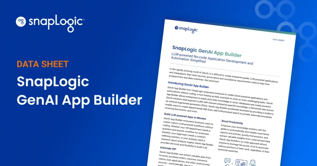 SnapLogic GenAI App Builder data sheet feature