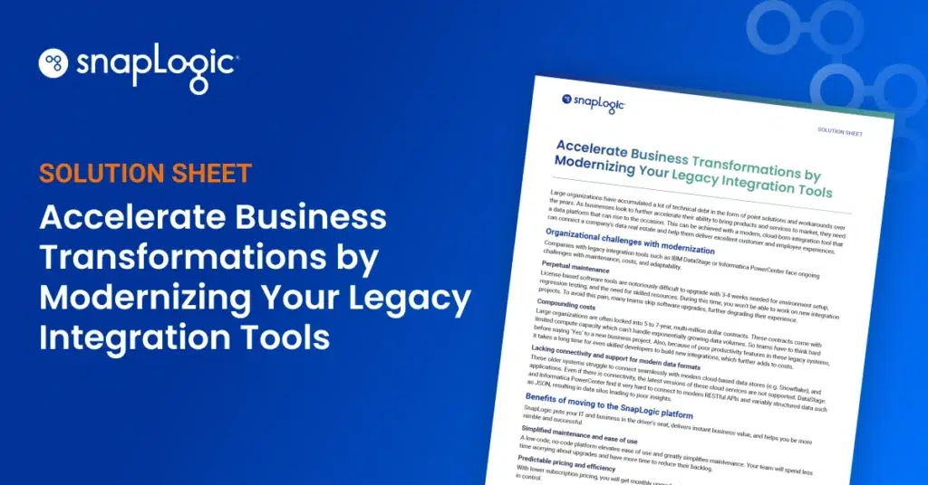 Accelerate Business Transformations by Modernizing Your Legacy Integration Tools solution sheet feature