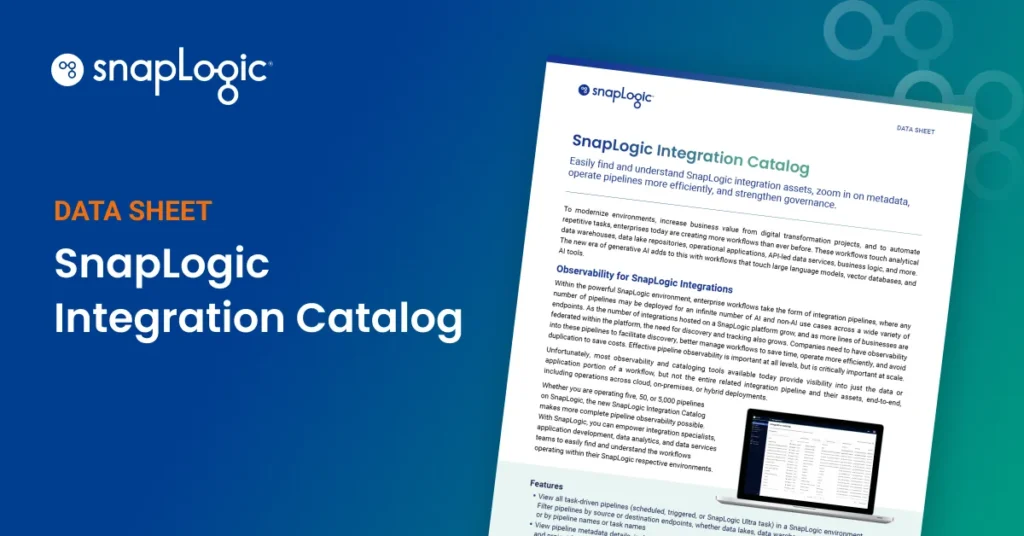 SnapLogic Integration Catalog Data Sheet feature