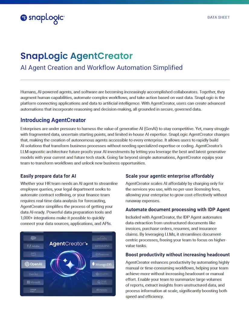 SnapLogic Agent Creator-Datenblatt Miniaturansicht