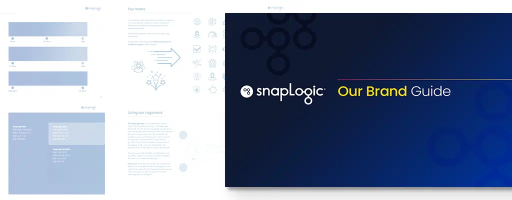 SnapLogic brand guidelines book rendering