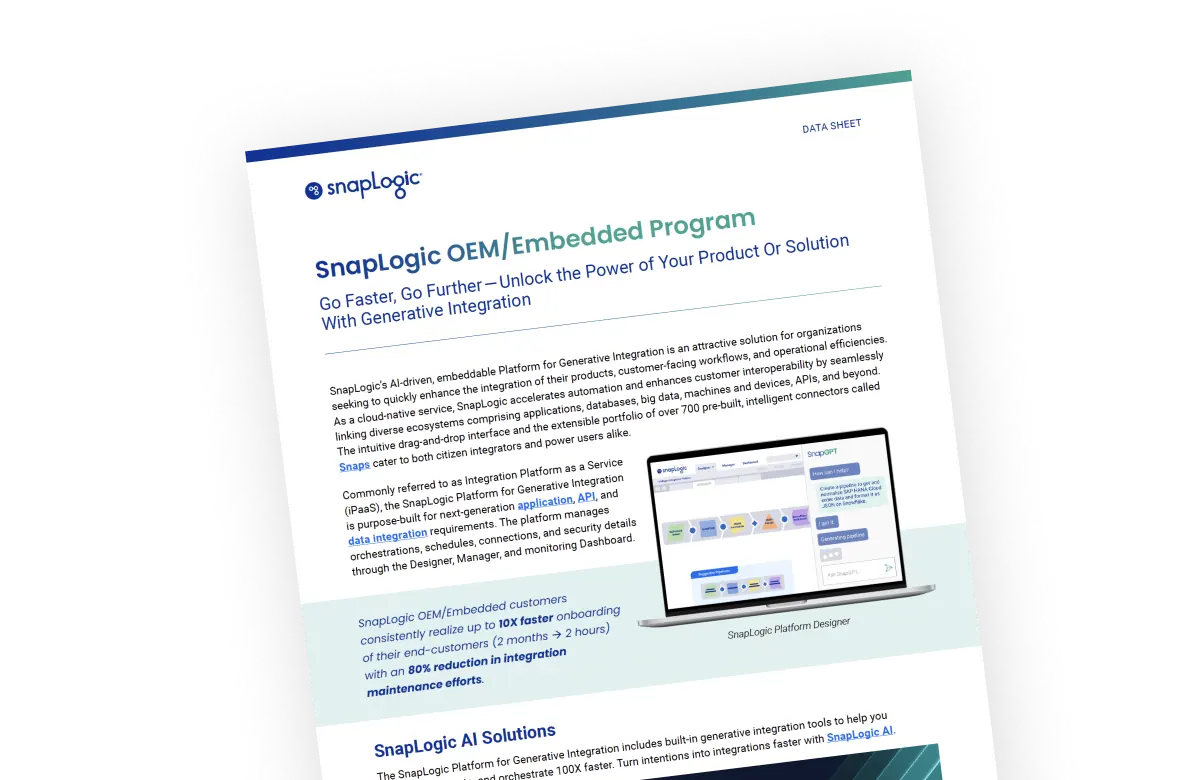 SnapLogic OEM/Embedded Program data sheet